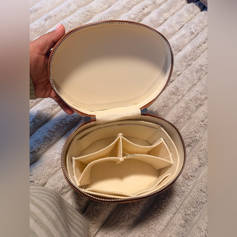 Saie Leatherette Travel Cosmetic Case in Tan - Picture 6 of 7